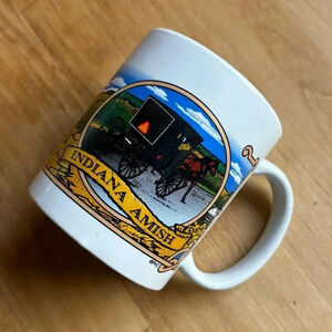 AMISH COUNTRY Souvenir Indiana Horse Buggy Vintage Ceramic Coffee Tea Cup Mug